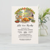 Laten we Bedankt geven. Thanksgiving Diner Kaart (Staand voorkant)