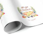 Laten we Bedankt Herfst Wreath Pumpkin Thanksgivin Cadeaupapier (Rol Hoek)