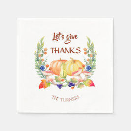 Laten we Bedankt Herfst Wreath Pumpkin Thanksgivin Servet