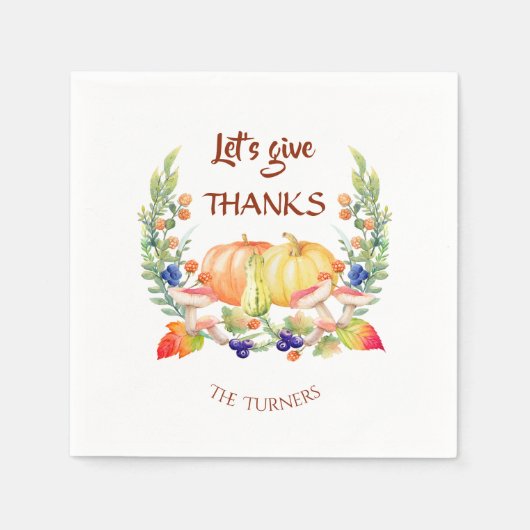 Laten we Bedankt Herfst Wreath Pumpkin Thanksgivin Servet (Voorkant)