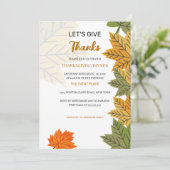 Laten we Bedankt Herfstbladeren Thanksgiving Dinne Kaart (Staand voorkant)