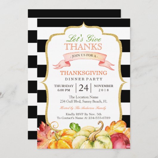 Laten we Bedankt najaar Thanksgiving Dinner Party  Kaart (Voorkant / Achterkant)