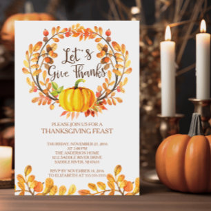 Laten we Bedankt Pumpkin Thanksgiving diner geven Kaart