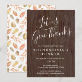 Laten we Bedankt Script Wood Thanksgiving Dinner g Kaart (Voorkant / Achterkant)