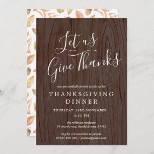 Laten we Bedankt Script Wood Thanksgiving Dinner g Kaart