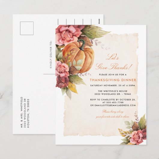 Laten we Bedankt Thanksgiving diner geven Feestdagenkaart (Voorkant / Achterkant)