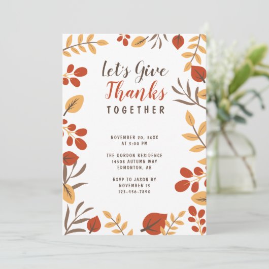 Laten we Bedankt Thanksgiving Dinnerlijke Herfst l Kaart (Staand voorkant)