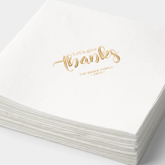 Laten we Bedankt Thanksgiving Partij Gepersonalise Folie Servetten (Detail)