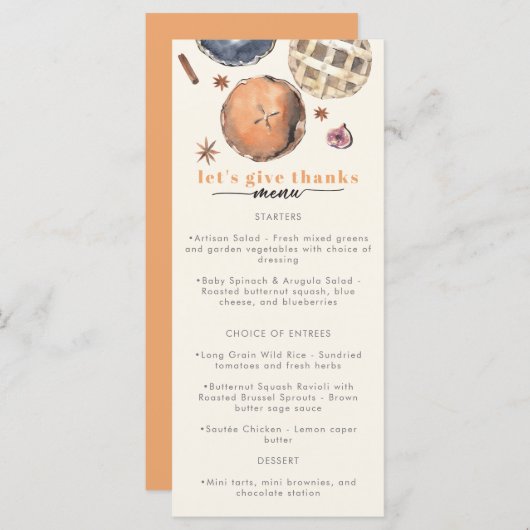 Laten we Bedankt Waterverf Thanksgiving menu (Voorkant / Achterkant)