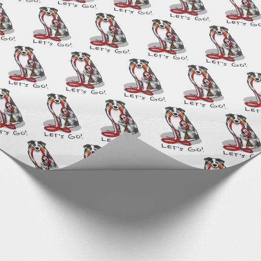 Laten we beginnen! Australian Shepherd (blauwe mer Cadeaupapier (Hoek)