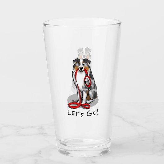 Laten we beginnen! Australian Shepherd (blauwe mer Glas (Voorkant)