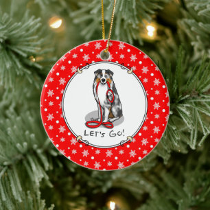 Laten we beginnen! Australian Shepherd (blauwe mer Keramisch Ornament