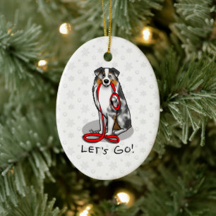 Laten we beginnen! Australian Shepherd (blauwe mer Keramisch Ornament