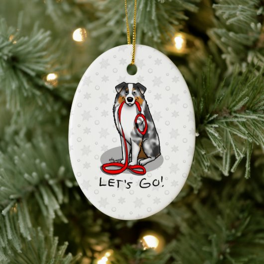 Laten we beginnen! Australian Shepherd (blauwe mer Keramisch Ornament (Boom)