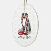 Laten we beginnen! Australian Shepherd (blauwe mer Keramisch Ornament (Links)