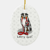 Laten we beginnen! Australian Shepherd (blauwe mer Keramisch Ornament (Voorkant)