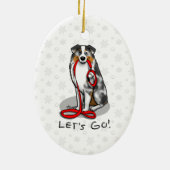Laten we beginnen! Australian Shepherd (blauwe mer Keramisch Ornament (Achterkant)