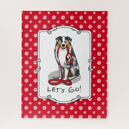 Laten we beginnen! Australian Shepherd (blauwe mer Legpuzzel (Verticaal)