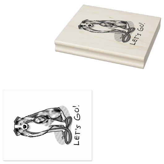 Laten we beginnen! Australian Shepherd (blauwe mer Rubberstempel (Gestempeld)