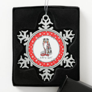 Laten we beginnen! Australian Shepherd (blauwe mer Tin Sneeuwvlok Ornament