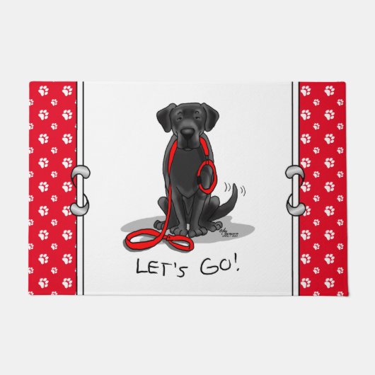 Laten we beginnen! Black Labrador Retriever - Cute Deurmat (Voorkant)