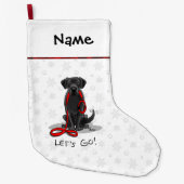 Laten we beginnen! Black Labrador Retriever - Cute Grote Kerstsok (Voorkant)