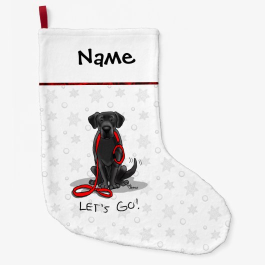 Laten we beginnen! Black Labrador Retriever - Cute Grote Kerstsok (Voorkant)