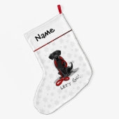 Laten we beginnen! Black Labrador Retriever - Cute Grote Kerstsok (Achterkant (Hangend))