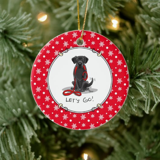 Laten we beginnen! Black Labrador Retriever - Cute Keramisch Ornament (Boom)