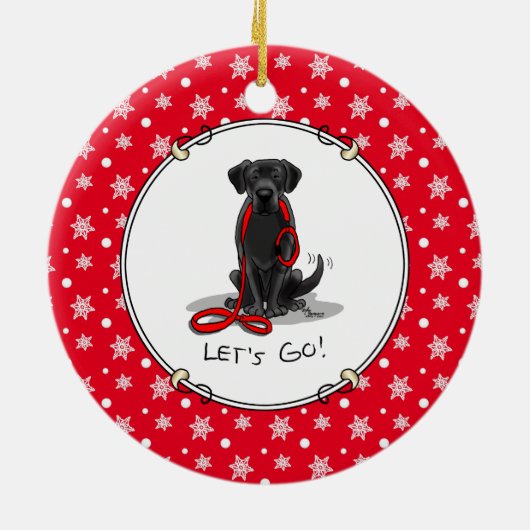 Laten we beginnen! Black Labrador Retriever - Cute Keramisch Ornament (Achterkant)