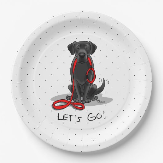 Laten we beginnen! Black Labrador Retriever - Cute Papieren Bordje (Voorkant)