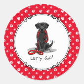 Laten we beginnen! Black Labrador Retriever - Cute Ronde Sticker (Voorkant)