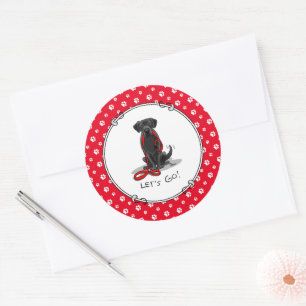 Laten we beginnen! Black Labrador Retriever - Cute Ronde Sticker