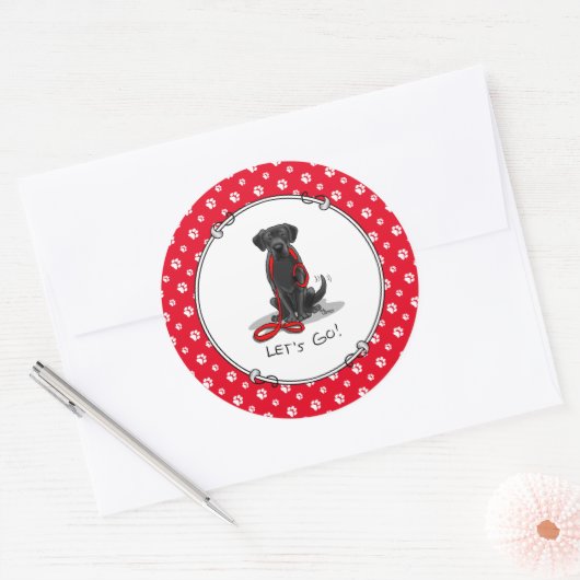 Laten we beginnen! Black Labrador Retriever - Cute Ronde Sticker (Envelop)