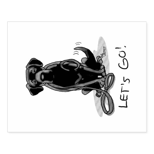 Laten we beginnen! Black Labrador Retriever - Cute Rubberstempel (Afrduk)