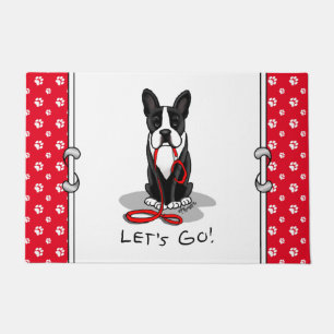 Laten we beginnen! Boston Terrier (zwart) Funny do Deurmat