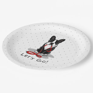 Laten we beginnen! Boston Terrier (zwart) Funny do Papieren Bordje