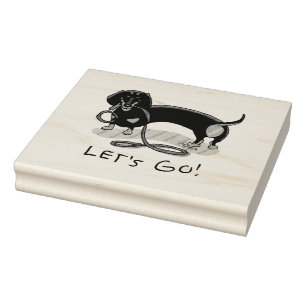 Laten we beginnen! Dachshund (zwart en tan) Funny Rubberstempel