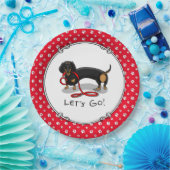 Laten we beginnen! Dachshund (zwart en tan) grappi Papieren Bordje (Feest)