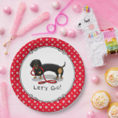 Laten we beginnen! Dachshund (zwart en tan) grappi Papieren Bordje (Feest)