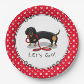 Laten we beginnen! Dachshund (zwart en tan) grappi Papieren Bordje (Voorkant)