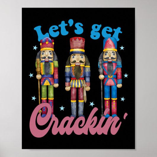 Laten we beginnen drie Notenkrakers Vintage Kerstm Poster (Voorkant)