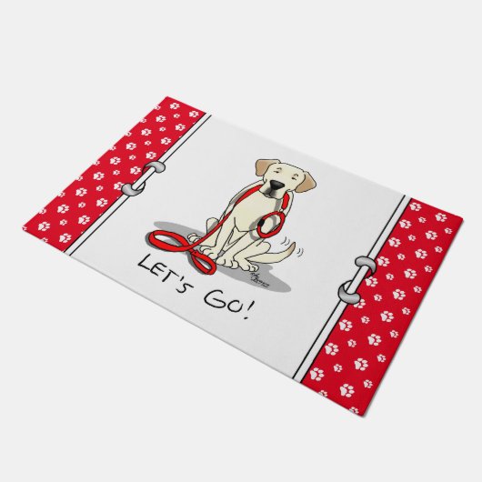 Laten we beginnen! Gele labrador Retriever - Cute  Deurmat (Schuin)