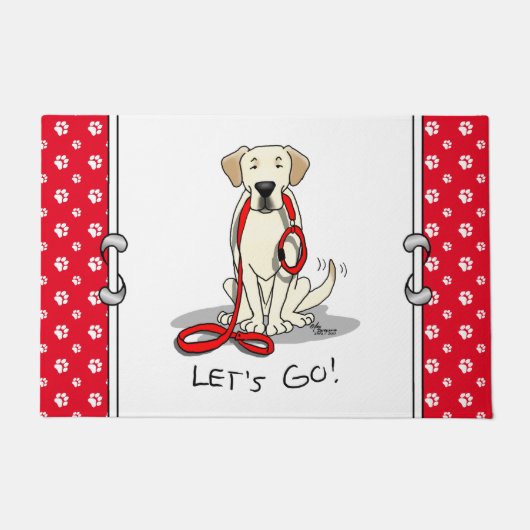 Laten we beginnen! Gele labrador Retriever - Cute  Deurmat (Voorkant)