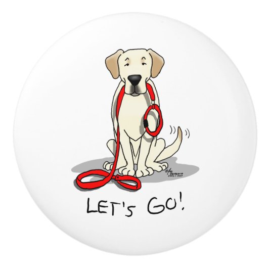 Laten we beginnen! Gele labrador Retriever - Cute  Keramische Knop (Voorkant)