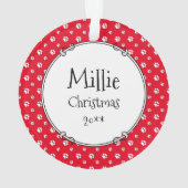 Laten we beginnen! Maltese hond met rode leash - C Ornament (achterkant)