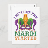 Laten we beginnen met Mardi Gras Party Briefkaart (Voorkant / Achterkant)