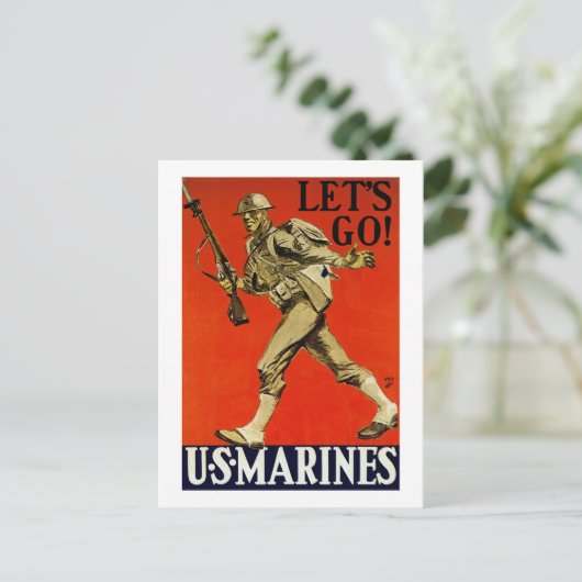 Laten we beginnen! ~ US Marines Briefkaart (Staand voorkant)
