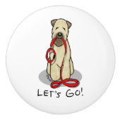 Laten we beginnen! Walk Wheaten Terrier Dog (piepe Keramische Knop (Voorkant)