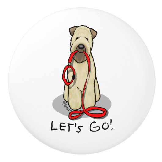 Laten we beginnen! Walk Wheaten Terrier Dog (piepe Keramische Knop (Voorkant)